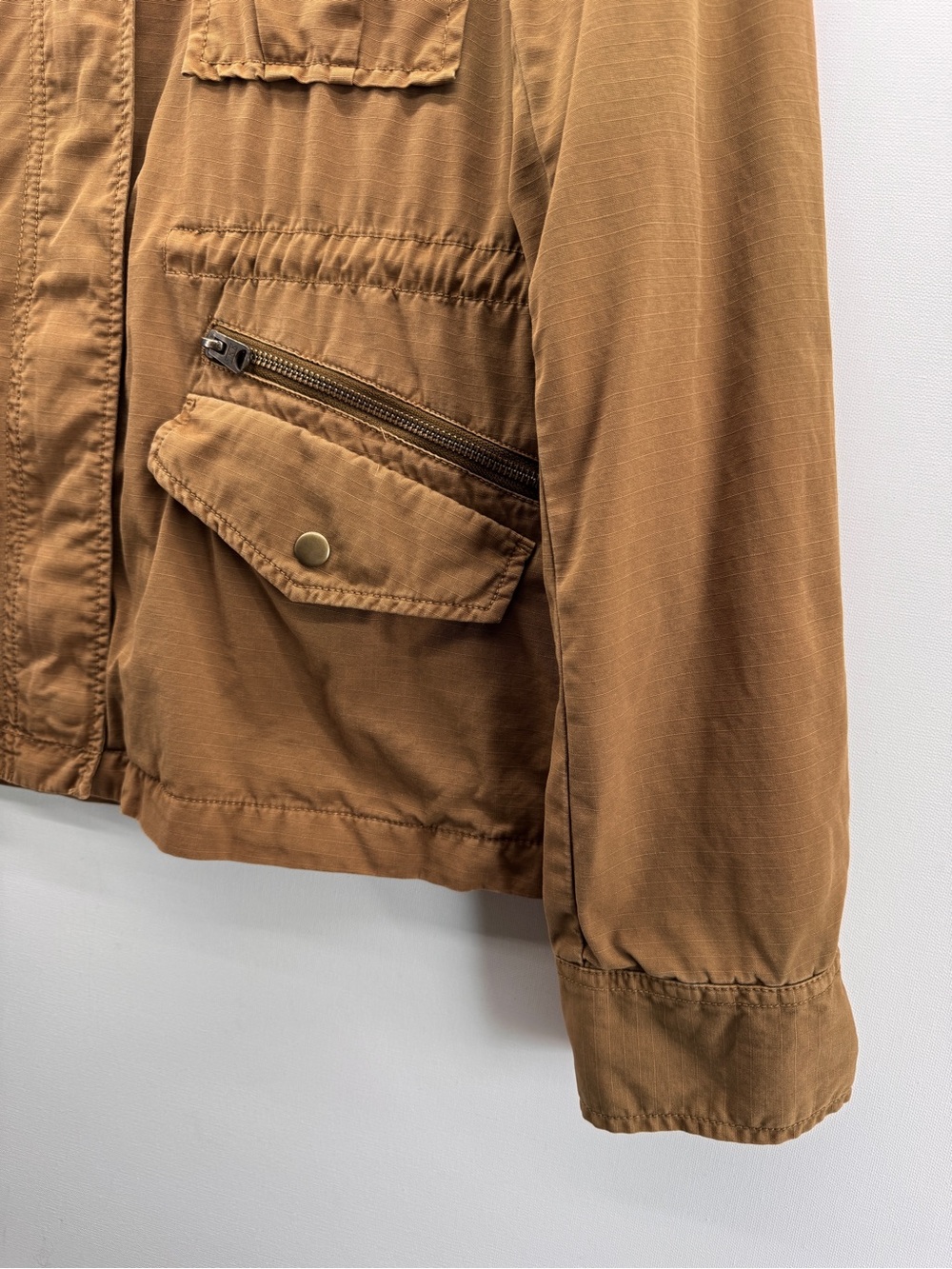 J. Crew Classic Twill Chino Utility Jacket Camel Tan Size Large Safari Preppy - Picture 7 of 10